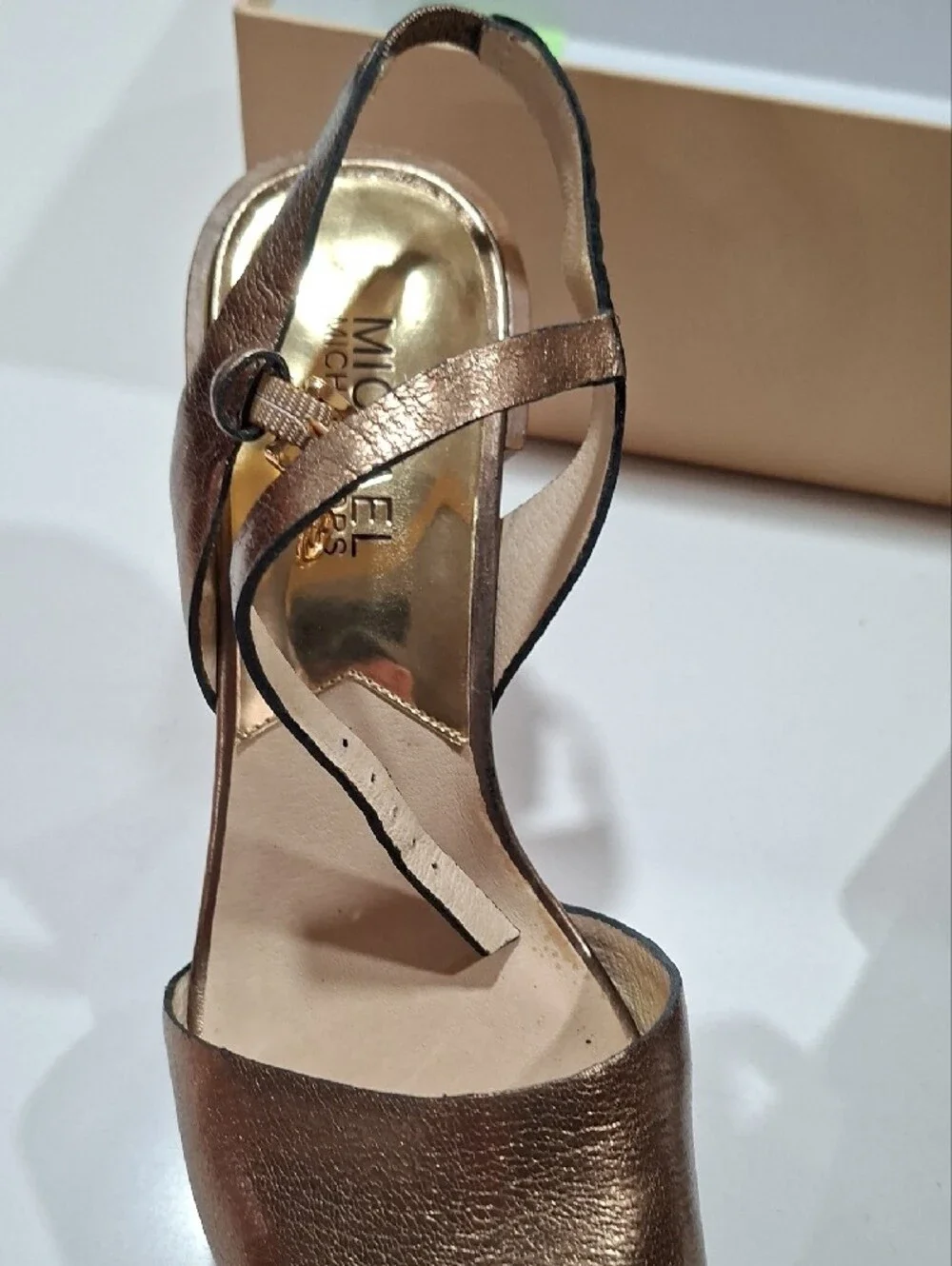 Michael Kors Metallic Bronze Open-Toe Slingback Heels